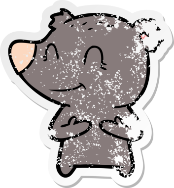 Bir insan tarafından çizilmiş dost canlısı bir ayı çizgi filminin sıkıntılı çıkartması.