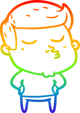 Gökkuşağı gradyan çizgi çizimi Bir insan tarafından çizilen çizgi film modeli adam