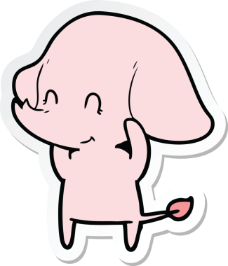 Bir insan tarafından çizilmiş şirin bir fil çıkartması.