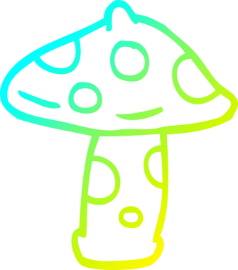 Bir insan tarafından çizilmiş bir mantarın soğuk gradyan çizimi