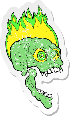 Bir insan tarafından çizilmiş korkunç bir kafatası karikatürünün gerilimli yapıştırması.