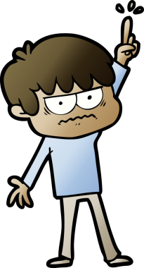 Bir insan tarafından çizilmiş sinirli çizgi film çocuğu.