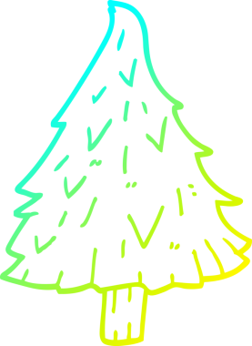 Soğuk gradyan çizgisi bir insan tarafından çizilmiş bir karikatür noel ağacı.