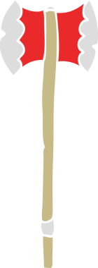 Bir insan tarafından çizilmiş baltanın düz renk çizimi