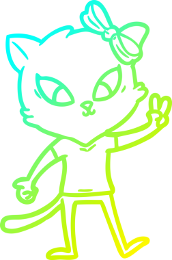 Bir insan tarafından çizilen çizgi film kedisinin soğuk gradyan çizgisi.