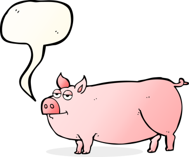 Serbest konuşma balonu karikatürü bir insan tarafından çizilmiş dev bir domuz.