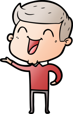 Bir insan tarafından çizilmiş gülen çizgi film adamı.