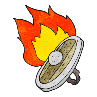 Bir insan tarafından çizilmiş el yazısıyla çizilmiş çizgi film kalkanı.