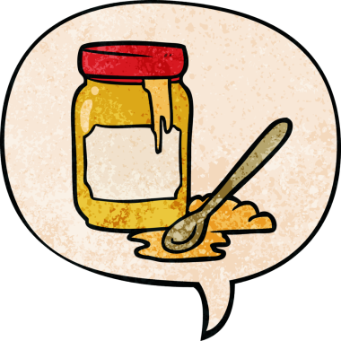 bir insan tarafından çizilmiş eski moda konuşma baloncuklu bal kavanozu.