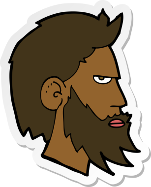 Bir insan tarafından çizilmiş sakallı bir karikatür adamın çıkartması.