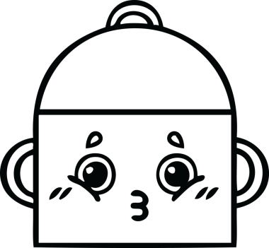 Bir insan tarafından çizilmiş bir tencere karikatürü.