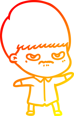 Bir insan tarafından çizilmiş kızgın çizgi film çocuğunun sıcak çizgi çizimi.