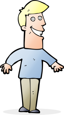 Bir insan tarafından çizilmiş sırıtan bir çizgi film adamı.