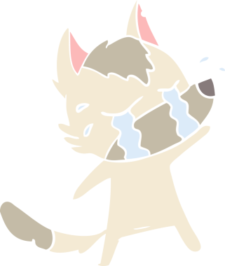 Bir insan tarafından çizilmiş düz renkli ağlayan kurt resmi.