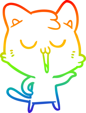 gökkuşağı gradyan çizgi çizimi bir insan tarafından çizilmiş bir çizgi film kedisi