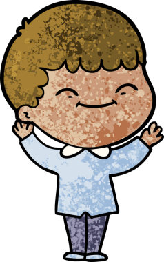 Bir insan tarafından çizilmiş mutlu çocuk çizgi filmi.