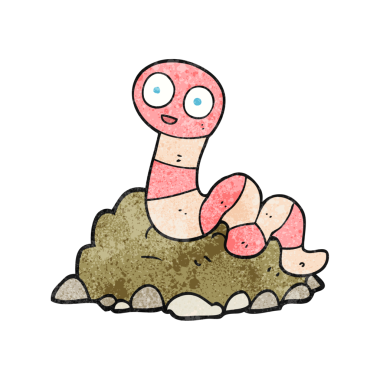 Bir insan tarafından çizilmiş el yapımı karikatür solucanı.