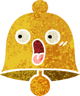 Bir insan tarafından çizilmiş bir çanın retro çizim tarzı karikatürü