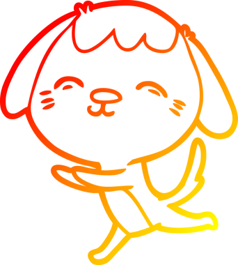 Bir insan tarafından çizilmiş mutlu çizgi film köpeğinin sıcak çizgi çizimi