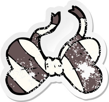 Bir insan tarafından çizilmiş çizgili papyonun gerilmiş çıkartması.