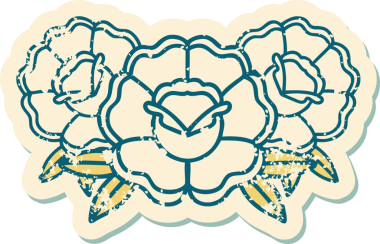 Bir insan tarafından çizilmiş bir buket çiçeğin sembolik dövmesi.