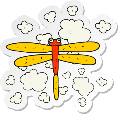 Bir insan tarafından çizilmiş bir karikatür böceğinin etiketi