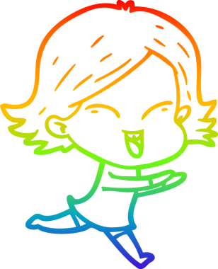 gökkuşağı gradyan çizimi mutlu bir çizgi film kızı bir insan tarafından çizildi