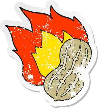 Bir insan tarafından çizilmiş karikatür pişirme yerfıstığı etiketi.