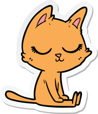 Bir insan tarafından çizilmiş sakin bir çizgi film kedisinin çıkartması.