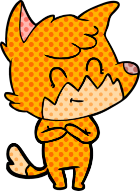 Bir insan tarafından çizilmiş çizgi film dostu tilki.