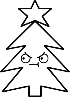 Bir insan tarafından çizilmiş bir noel ağacının çizgi çizimi