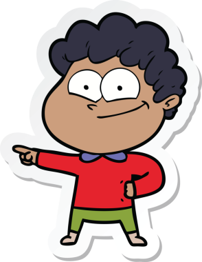 Bir insan tarafından çizilmiş mutlu bir adamın çıkartması.