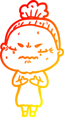 Bir insan tarafından çizilmiş, karikatür çizen yaşlı bir kadın.