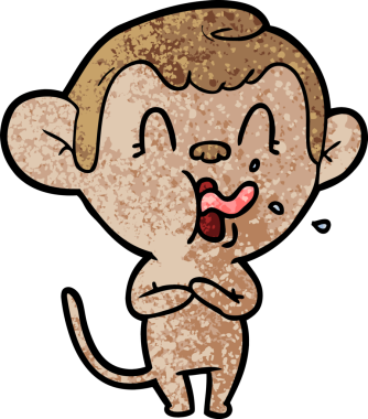 Bir insan tarafından çizilmiş çılgın çizgi film maymunu