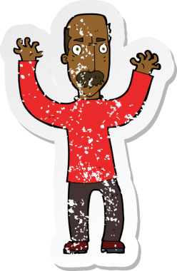 Bir insan tarafından çizilmiş kızgın bir babanın karikatür yapıştırması.