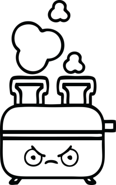 Bir insan tarafından çizilmiş bir tost makinesinin çizgi çizimi