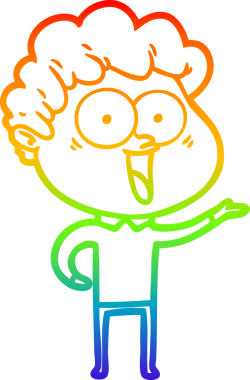 gökkuşağı gradyanı çizimi bir insan tarafından çizilmiş heyecanlı bir adam karikatürü