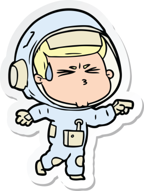 Bir insan tarafından çizilmiş astronotun çizdiği bir çizgi film çıkartması.