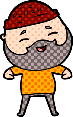 Bir insan tarafından çizilmiş mutlu sakallı bir adam.