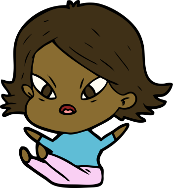 Çizgi film bir insan tarafından çizilmiş stresli kadın.