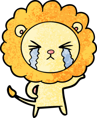 Bir insan tarafından çizilmiş ağlayan bir aslan.