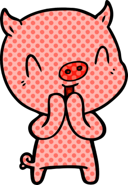 Bir insan tarafından çizilmiş mutlu çizgi film domuzu.