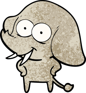 Bir insan tarafından çizilmiş mutlu bir fil.