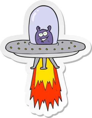 Bir insan tarafından çizilmiş uzay uzaylısının çıkartması.