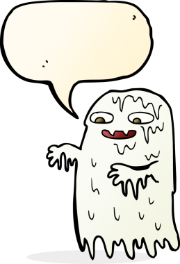 Bir insan tarafından çizilmiş baloncuklu iğrenç balçık hayaleti.