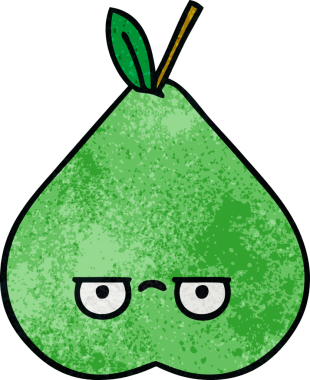 Bir insan tarafından çizilmiş yeşil armut retro grunge desen karikatürü