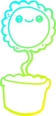 Bir insanın çizdiği karikatür çiçeğinin soğuk gradyan çizgisi.