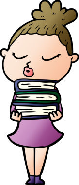 Bir insan tarafından çizilmiş sakin bir kadın çizgi filmi.