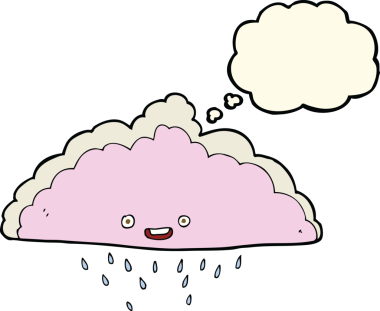 Bir insan tarafından çizilmiş düşünce baloncuklu çizgi film yağmur bulutu