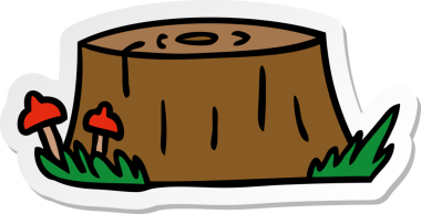 Bir insan tarafından çizilmiş ağaç kütüğünün el çizimi karikatürü.